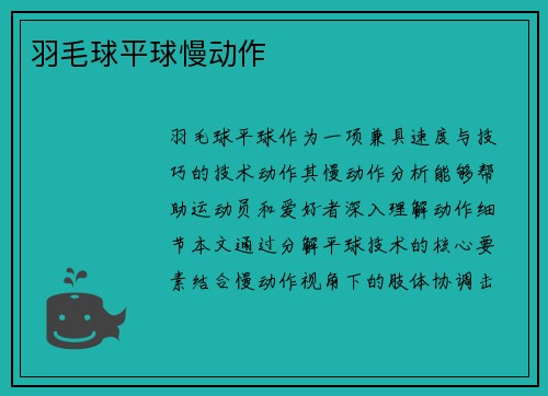 羽毛球平球慢动作
