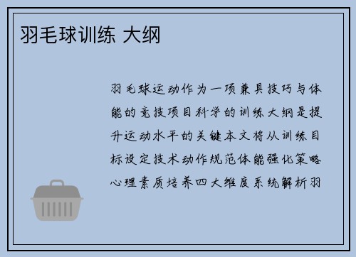 羽毛球训练 大纲