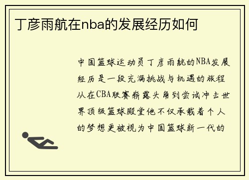 丁彦雨航在nba的发展经历如何